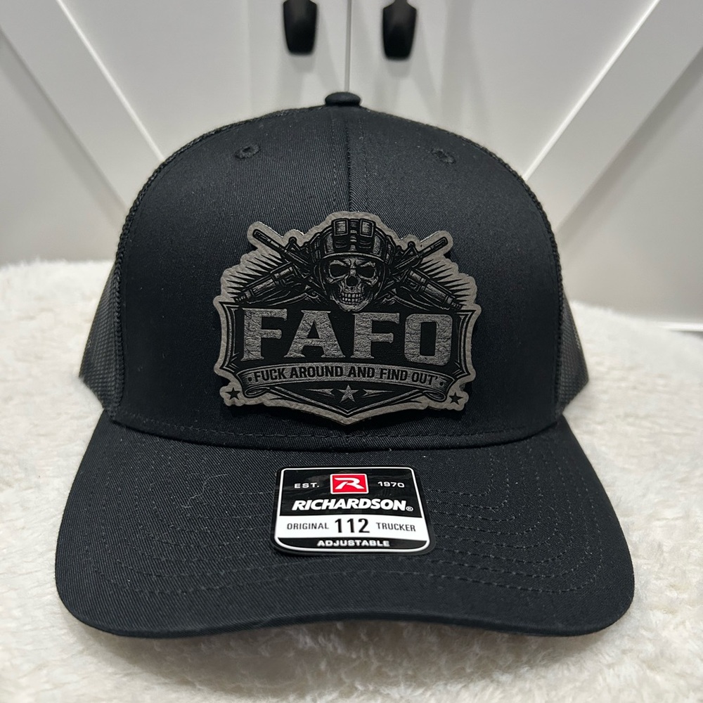 Laser Engraved FAFO Richardson 112 Trucker Hat